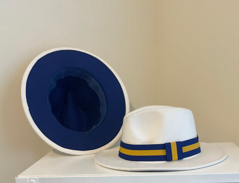 White/Royal Blue Bottom Fedora