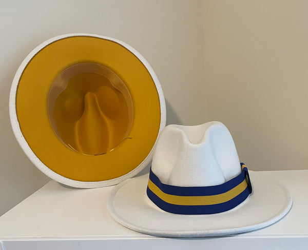 White/Gold Bottom Fedora