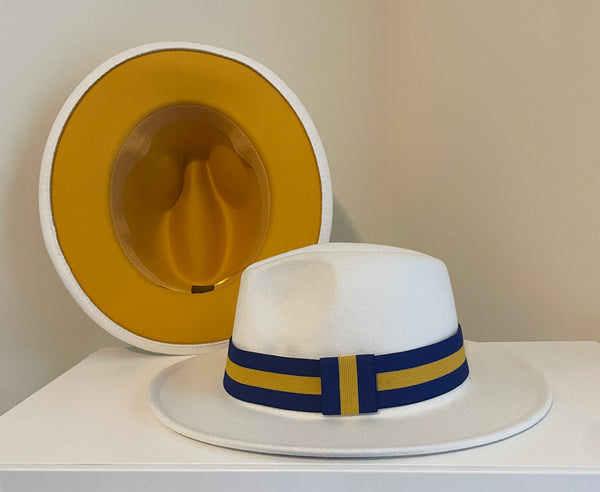 White/Gold Bottom Fedora